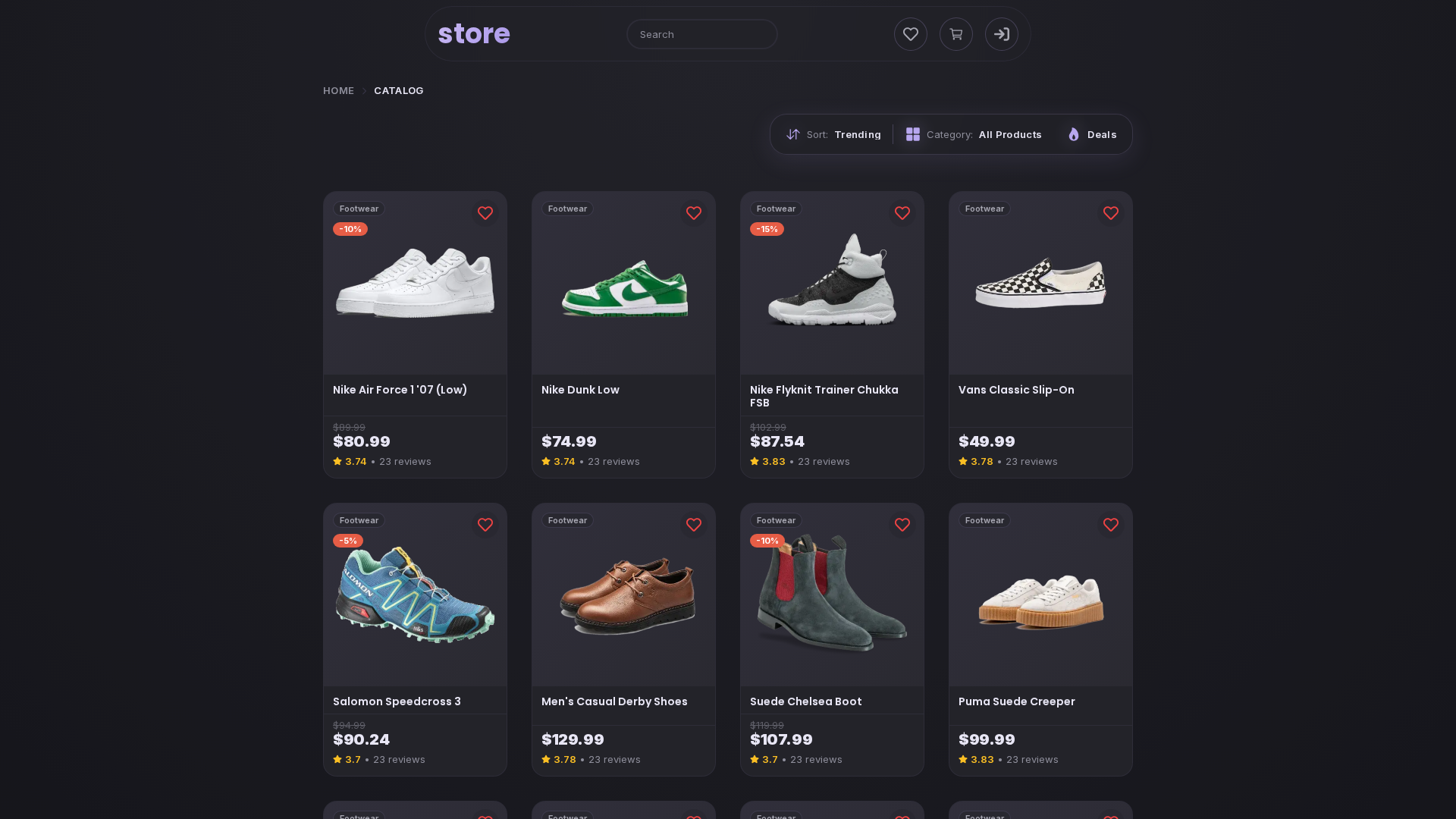 Screenshot of Store App (dark)